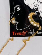 FRENDY FOR FASHION OORBEL PLUS EEN NEUSPIERCING GOUDKLEURIGE, Sieraden, Tassen en Uiterlijk, Piercings, Ophalen of Verzenden, Nieuw