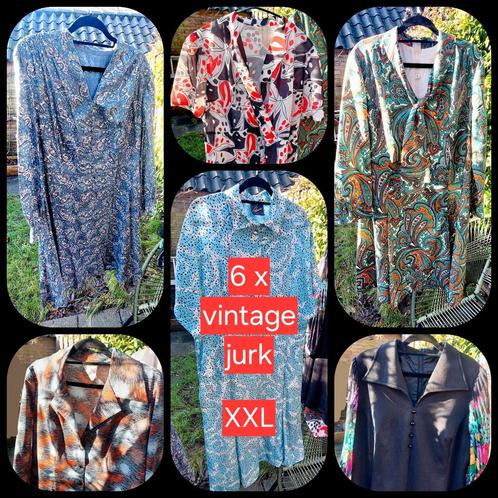 6 x vintage jurk XXL jaren 60 70 80 retro erg mooi!, Kleding | Dames, Jurken, Gedragen, Maat 46/48 (XL) of groter, Overige kleuren