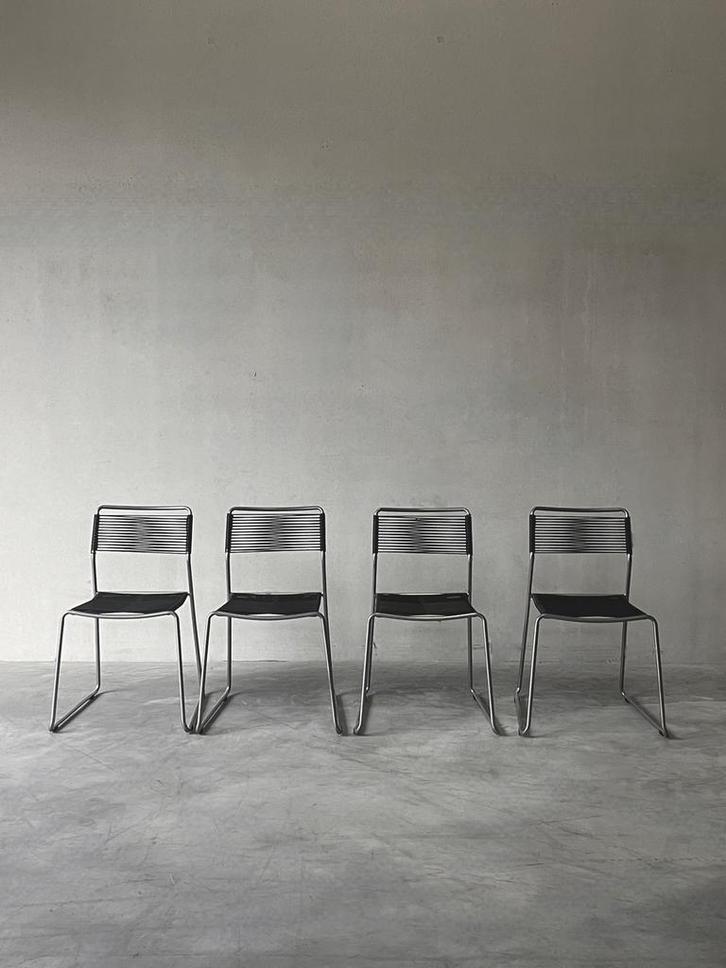 Vintage ikea Melker 'spaghetti' stoelen, set van 4, Huis en Inrichting, Stoelen, Zo goed als nieuw, Zwart, Ophalen