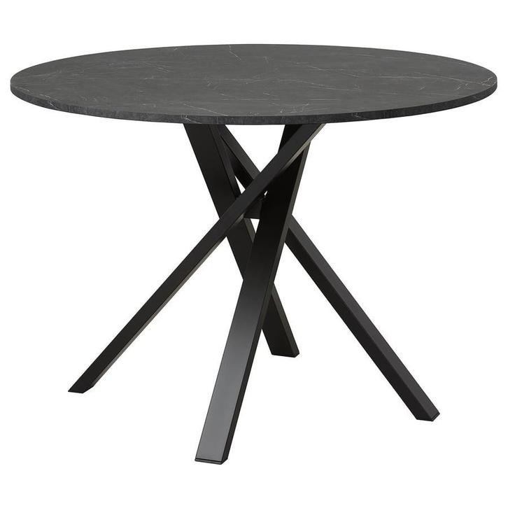 Ronde eettafel, marmerlook (zwart). Ikea Mariedamm, Huis en Inrichting, Tafels | Eettafels, Zo goed als nieuw, 100 tot 150 cm