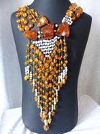 Prachtig Super Lang Handgeknoopt Collier - Barnsteen - Uni, Sieraden, Tassen en Uiterlijk, Antieke sieraden, Verzenden, Overige materialen