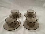 Retro Set van 4 Arcoroc Kop en schotels, Ophalen, Gebruikt, Glas, Overige stijlen