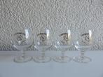 4 Courvoisier cognacglazen, cognac merkglazen, Ophalen of Verzenden, Zo goed als nieuw, Borrel- of Shotglas