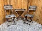 Houten tuinset: tafeltje + 2 stoelen, Tuin en Terras, Ophalen, Gebruikt, Hout