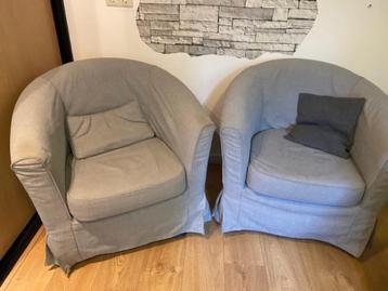 2 ikea stoeltjes met grijze uitwasbare hoes
