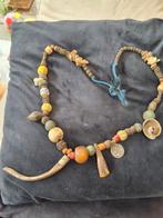 Tibetaanse originele ketting kralen schelp tand munt 53cm, Antiek en Kunst, Kunst | Niet-Westerse kunst, Ophalen of Verzenden