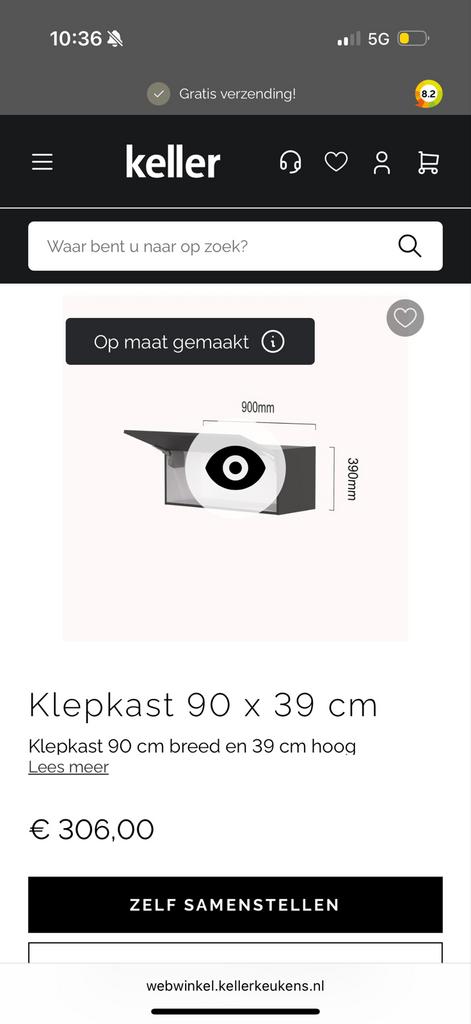 Kastje voor boven keukenkast 90x39 cm, Gebruikt, Wit, Minder dan 100 cm, 25 tot 50 cm