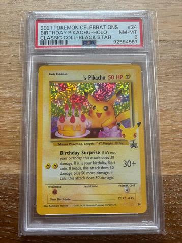 PSA 8 Birthday Pikachu Holo - Celebrations beschikbaar voor biedingen