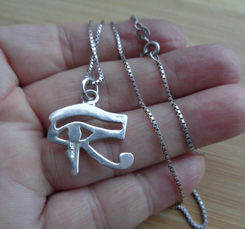 zilveren ketting met oog van Horus hanger [362], Sieraden, Tassen en Uiterlijk, Met hanger, Verzenden, Zo goed als nieuw, Zilver