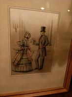 3 Franse mode prenten op zijde
Brocante Frankrijk Antiek, Antiek en Kunst, Ophalen of Verzenden