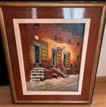 Olieverf Schilderij Abstraat Maastricht +_ 50x40 cm op plaat beschikbaar voor biedingen