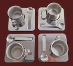 Inox 18/10 Italiaans design espresso kopjes, 4 stuks., Overige materialen, Ophalen of Verzenden, Zo goed als nieuw, Overige stijlen