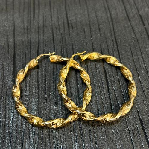 14k gouden wokkels oorbellen versace model, Sieraden, Tassen en Uiterlijk, Oorbellen, Nieuw, Goud, Ophalen of Verzenden