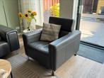 Grijze leren fauteuil, Huis en Inrichting, Fauteuils, Ophalen, Gebruikt, 75 tot 100 cm, Modern