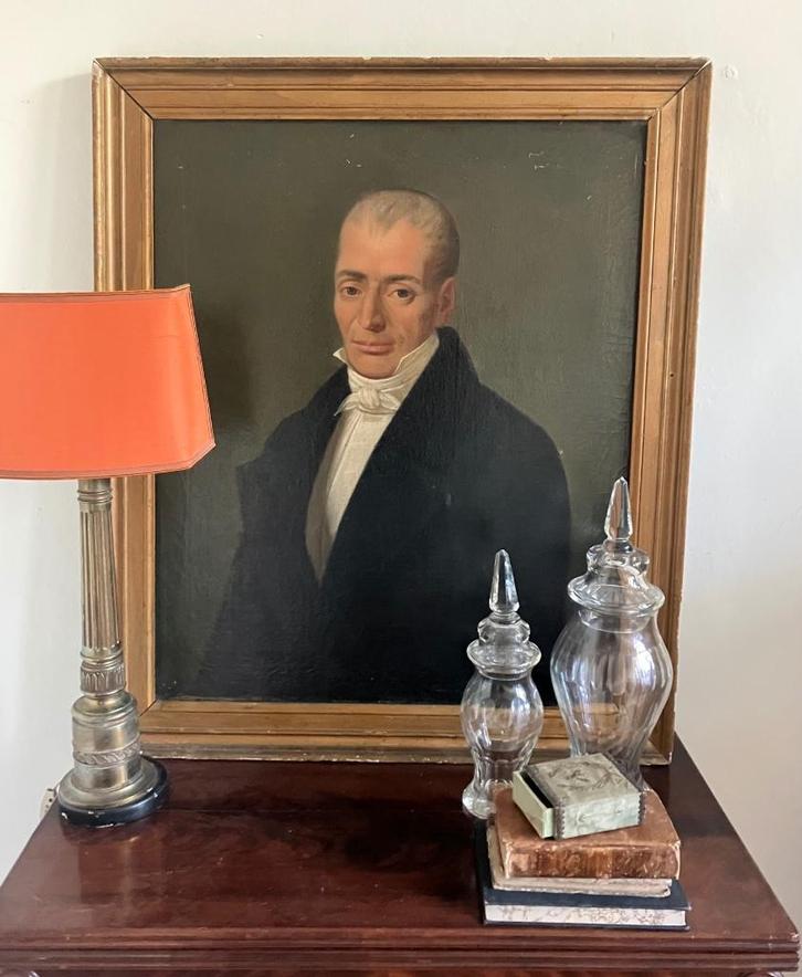 Groot antiek schilderij portret edelman Frankrijk, Antiek en Kunst, Kunst | Schilderijen | Klassiek, Ophalen