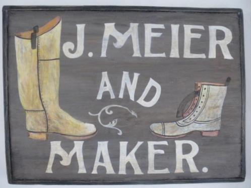 Schoenmaker reclame houten bord/vintage/uniek antiek etalage, Verzamelen, Merken en Reclamevoorwerpen, Zo goed als nieuw, Reclamebord