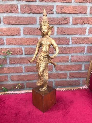 oud bronzen beeld, Thaise tempeldanseres beschikbaar voor biedingen