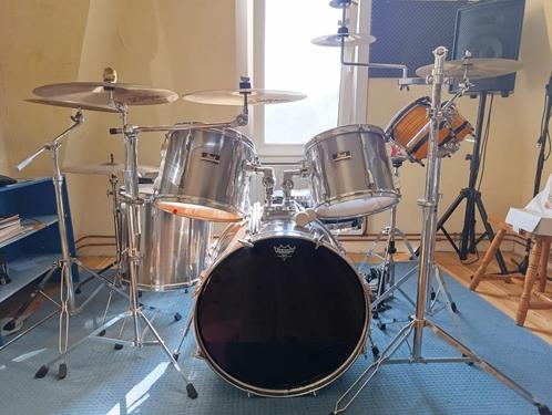 Compleet drumstel incl pa system En microfoons, Muziek en Instrumenten, Drumstellen en Slagwerk, Gebruikt, Pearl, Ophalen