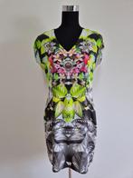J523 - Fleurige Marc Cain zijden jurk maat 3=M (1), Kleding | Dames, Jurken, Ophalen of Verzenden, Zo goed als nieuw, Maat 38/40 (M)