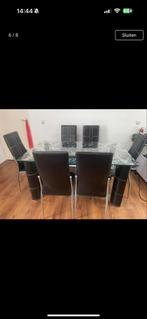 Moderne eettafel met 6 stoelen/ Rotterdam, Huis en Inrichting, Complete eetkamers, Ophalen of Verzenden, Zo goed als nieuw, 4 tot 6 stoelen