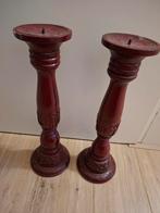 Prachtige houten kandelaars, Huis en Inrichting, Woonaccessoires | Kandelaars en Kaarsen, 25 tot 50 cm, Ophalen of Verzenden, Zo goed als nieuw