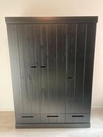 WOOOD Connect Zwarte Kledingkast - 3 Deurs, Huis en Inrichting, Kasten | Kledingkasten, Ophalen, 100 tot 150 cm, Zo goed als nieuw