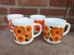 Arcopal lotus bekers oranje bruin rood, Gebruikt, Ophalen of Verzenden, Glas, Overige stijlen