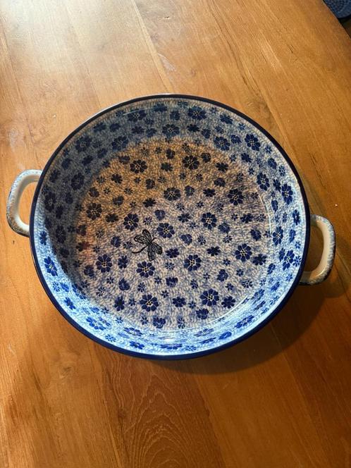 Bunzlau serveerschaal met oortjes Dragonfly, Huis en Inrichting, Keuken | Servies, Zo goed als nieuw, Schaal of Schalen, Overige stijlen