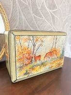 Vintage blik met herten retro koekblik jaren 60 – bos/herfst, Verzamelen, Blikken, Ophalen of Verzenden, Gebruikt, Overige