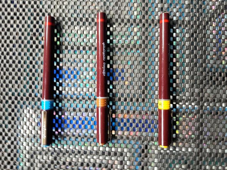 Rotring Rapidograph tekenpennen 3 stuks, Hobby en Vrije tijd, Tekenen, Zo goed als nieuw, Potlood of Stift, Ophalen of Verzenden