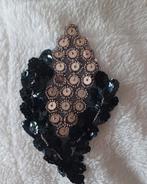 Zwart met goud vintage applicatie,  vintage,leuk v.kerst, Ophalen of Verzenden