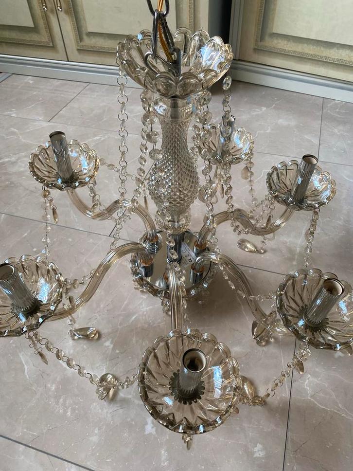 kroonluchter zilver, Huis en Inrichting, Lampen | Kroonluchters, Gebruikt, Glas, Ophalen