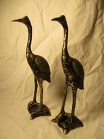 2x antiek brons vogelbeeldjes staande op schildpadden, Antiek en Kunst, Antiek | Koper en Brons, Verzenden
