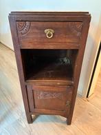 Vintage houten nachtkastje met lade en marmeren blad, Ophalen, Minder dan 45 cm, Zo goed als nieuw, 70 cm of meer