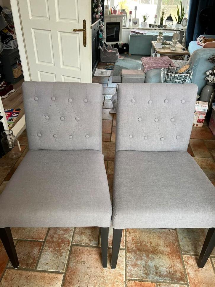 eetkamer stoelen-set of 4, Huis en Inrichting, Stoelen, Zo goed als nieuw, Vijf, Zes of meer stoelen, Grijs, Ophalen