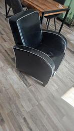 Zwart lederen fauteuil. Gratis af te halen, Huis en Inrichting, Stoelen, Ophalen, Gebruikt, Zwart, Leer