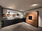 Showroom hoekkeuken met Bosch apparatuur, Huis en Inrichting, Keuken | Keukenelementen, Ophalen, Zo goed als nieuw, Zwart, 200 cm of meer