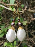 Oorbellen Velvet Pearl shellparel-swarovski goud, Sieraden, Tassen en Uiterlijk, Oorbellen, Hangers, Wit, Nieuw, Goud
