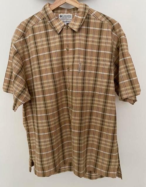 Columbia overhemd korte mouw, Kleding | Heren, Overhemden, Zo goed als nieuw, Halswijdte 41/42 (L), Beige, Ophalen of Verzenden