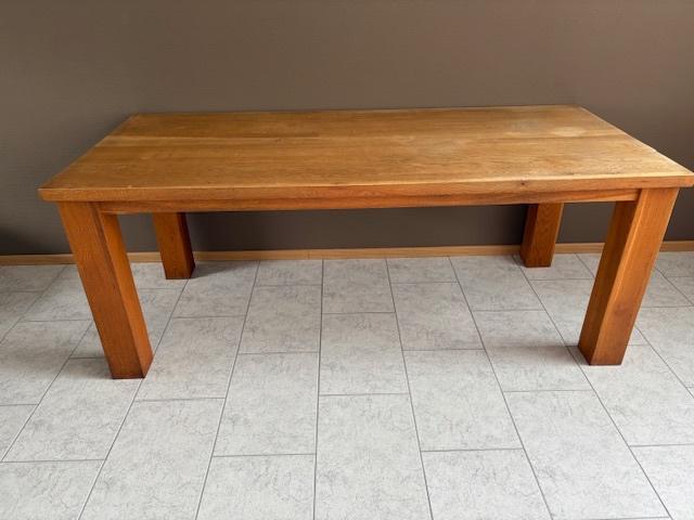 Blank houten eettafel, Huis en Inrichting, Tafels | Eettafels, Gebruikt, 50 tot 100 cm, 200 cm of meer, Vijf personen of meer