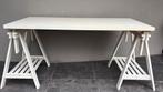 IKEA Bureau Wit - 150x75 cm met verstelbare schragen, Ophalen, Kunststof, Gebruikt, 50 tot 100 cm