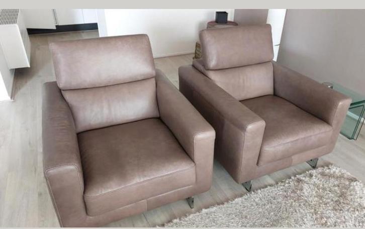 Fauteuils leer, Huis en Inrichting, Fauteuils, Zo goed als nieuw, Leer, 75 tot 100 cm, Ophalen