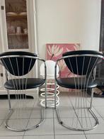 2x Effezeta buisframe stoel chrome Italiaanse design, Twee, Ophalen of Verzenden, Metaal, Zwart