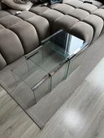 Gallotti & Radice, glazen bijzettafels, jaren 70, Huis en Inrichting, Tafels | Salontafels, Ophalen, 100 tot 150 cm, Vierkant