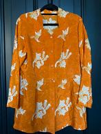 Vintage blouse bloemenpatroon mandarijnkraag in qipao-stijl, Maat 38/40 (M), Oranje, Ophalen of Verzenden, Zo goed als nieuw