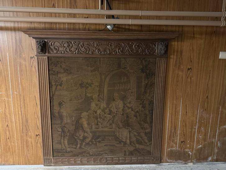 Antiek Wandtapijt met Houten Frame, Antiek en Kunst, Antiek | Kleden en Textiel, Ophalen