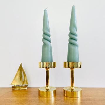 2 Mid Century Modern design KANDELAREN messing Scandinavisch beschikbaar voor biedingen