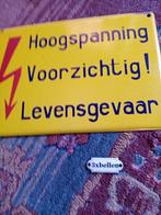 Aardig formaat oud emaille bord hoogspanning, Ophalen of Verzenden, Gebruikt, Reclamebord