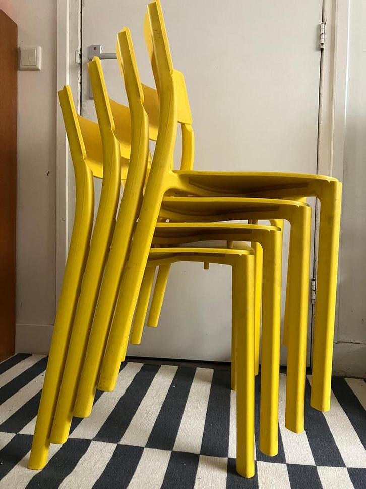 Gele IKEA Janinge Stoelen Gaan per 6 / 4 / 2 stuks, Huis en Inrichting, Stoelen, Gebruikt, Vier, Kunststof, Overige kleuren, Ophalen