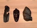 Houten Beelden - Set van 3 Vrouwen Maskers Afrikaanse Kunst, Ophalen of Verzenden